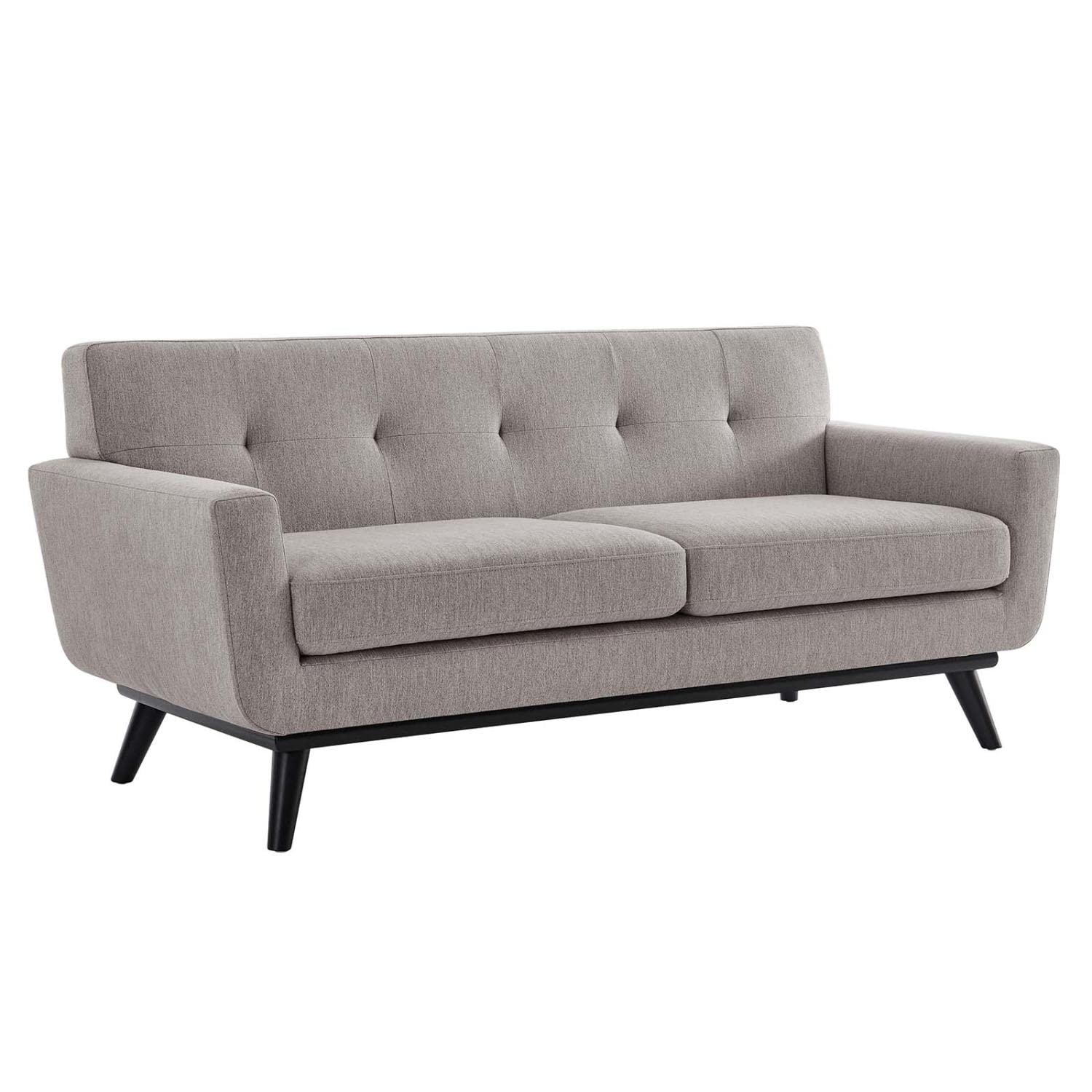 Modway Engage Modern Tufted Back Textured Fabric Loveseat In Light Gray